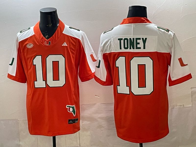 Men 2026 Miami Hurricanes #10 Toney Orange 3th generations Nike Limited NCAA Jersey 05->ncaa teams->NCAA Jersey